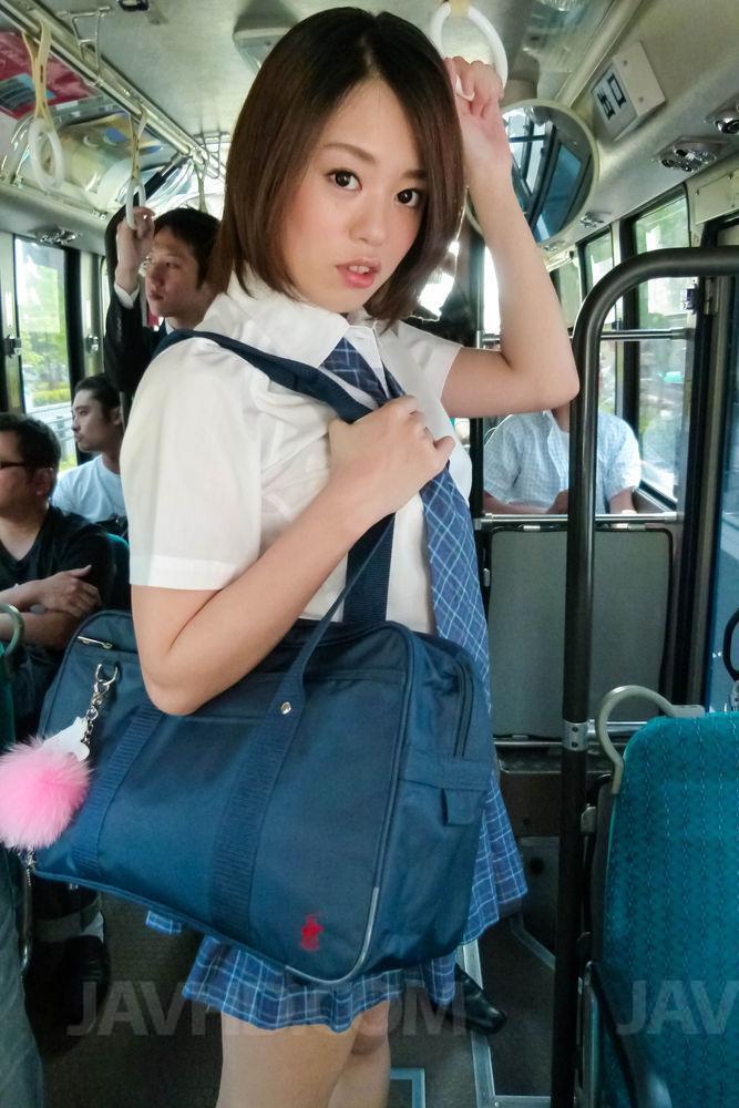 JAV Japanese coed Yuna Satsuki is groped before giving oral sex on a bus