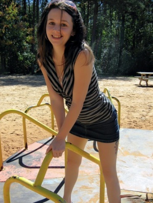 Avery flashes her perky perfect tits while playing at the playground 55240447