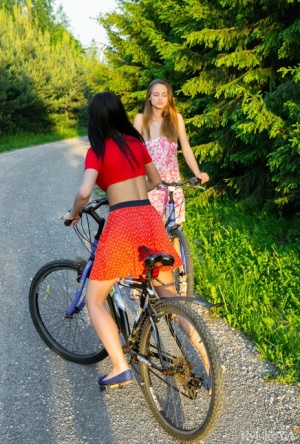 Teen lesbians Vittoria Amada and Zelda have sex on a bed after biking 69831598