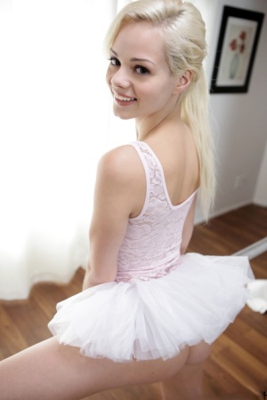 Hot blonde skinny teen Elsa Jean in ballet uniform spreading pussy close up 20744965