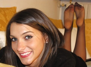 Brunette love with skinny legs and sexy feet Valentina is damn hot