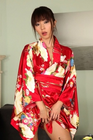 Asian hottie Marica Hase takes off her kimono and exposes her wet cunt 91168021