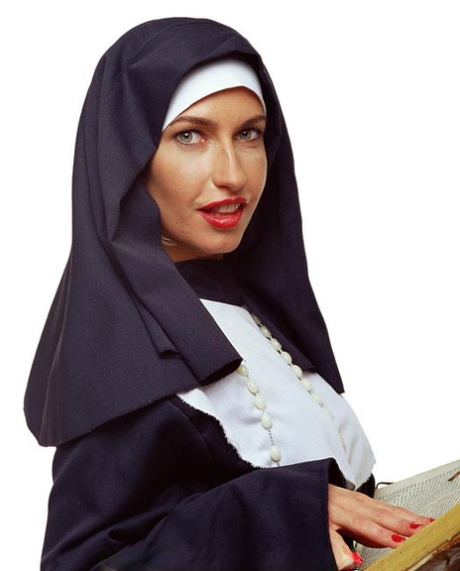 Naughty nun Sophie Evans spreading wide open and praying for hard cock 32070460