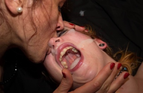Dutch pornstar Linda Lush and young redhead swap cum during hardcore gangbang 86370393