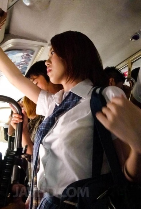 Japanese coed Yuna Satsuki is groped before giving head on a public bus 56620268