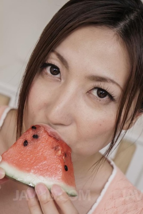 Mirei Yokoyama naughty doll eats water melons and enjoys penis 92297240