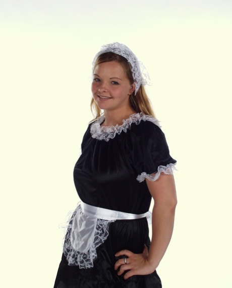 Chubby young maid Jessica M discards her uniform before riding a dildo 51093373