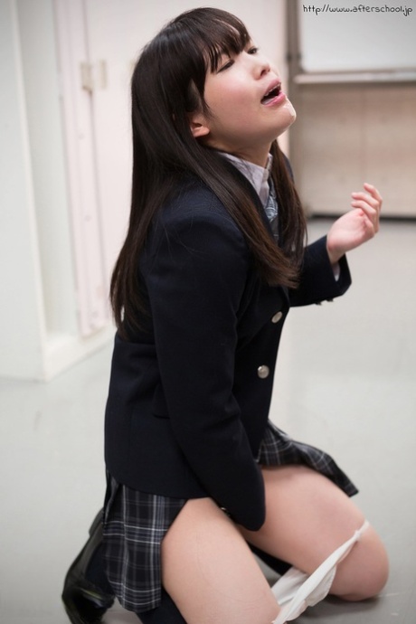 Japanese schoolgirl sucks cock after masturbating with panties pulled down 51260153