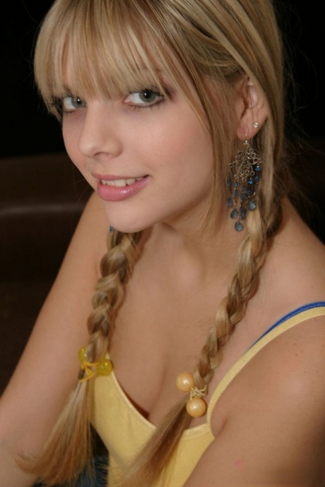 Sweet teen girl Jana Jordan models non nude with her hair in pigtails 55495319