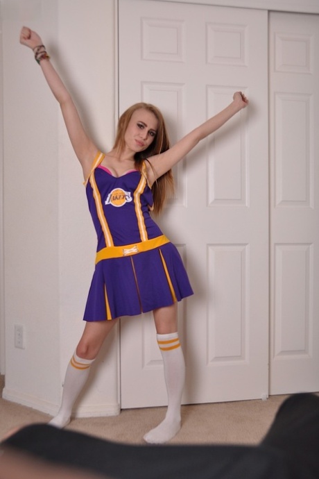Cheerleader Soliel Marks takes off her uniform before POV sex with a big cock 83534982