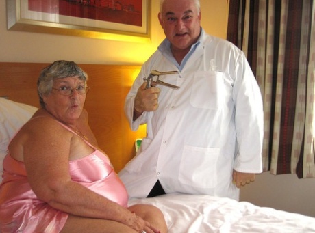 Obese nan Grandma Libby has sexual relations with her old doctor on her bed 45879756