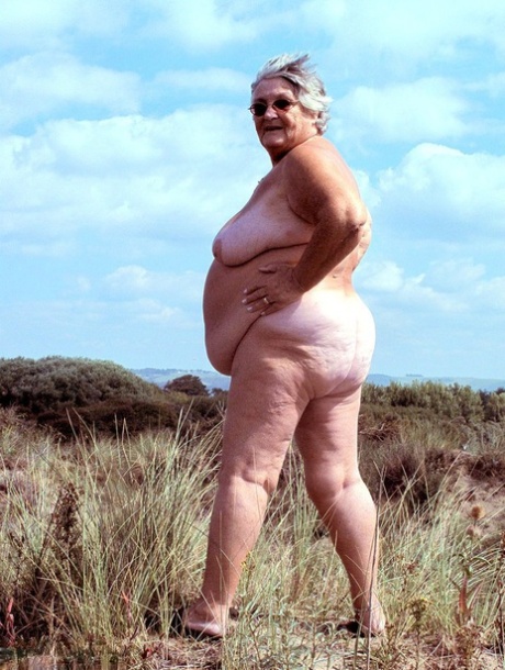 Fat British nan Grandma Libby gets completely naked while out in nature 89793624