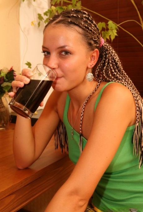 18-year-old girl Vika sips on a mixed drink before losing her virginity 17661321