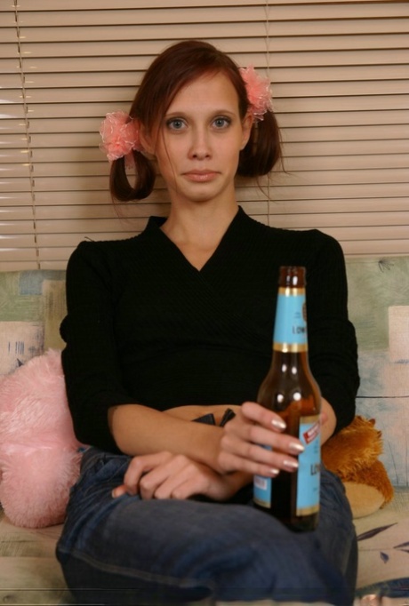 Young redhead chugs a beer before having sex with an older man 37766386