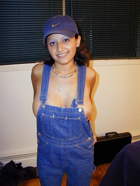 Cute Latina chick Talia proudly displays her big natural tits in a ball cap 96949382
