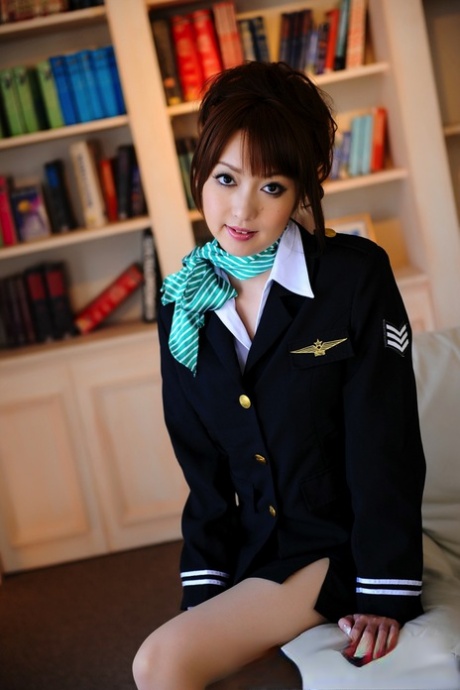 Japanese girl with a pretty face model non nude in pilot attire and pantyhose 55373331