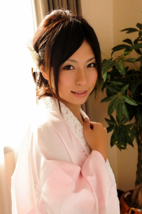 Japanese solo girl slips off her robe to reveal her nice boobs in white socks 55511201