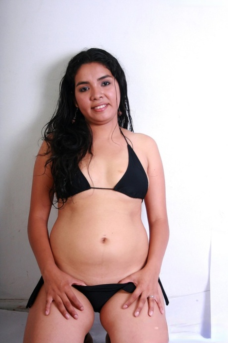 Latina teen Lorena takes off a black bikini during a solo engagement 96941575