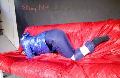 DESTINYHOT HOT HOT tied and gagged with tape and cloth gag on a sofa wearing 63172105