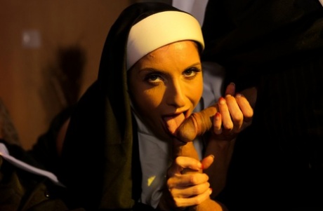 Hot nun Silvia Saige gets spit roasted by men of the cloth 85615714