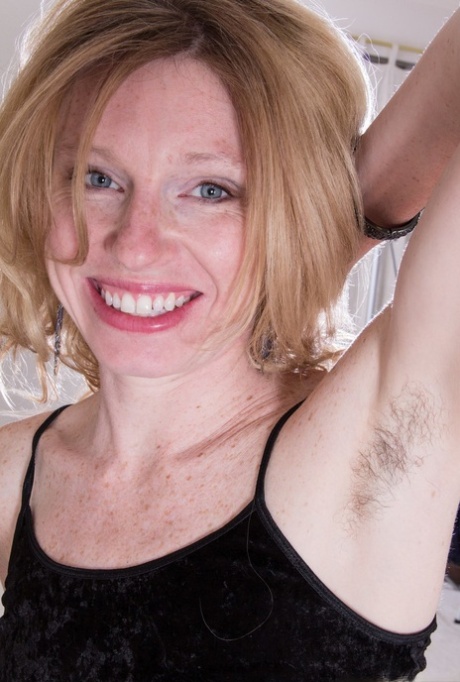 Horny blonde Lacey reveals her hairy armpits & spreads nude to show furry muff 67563380