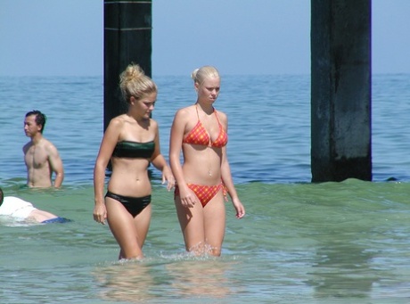 Young girls are secretly recorded wading into the ocean in their bikinis 36683784