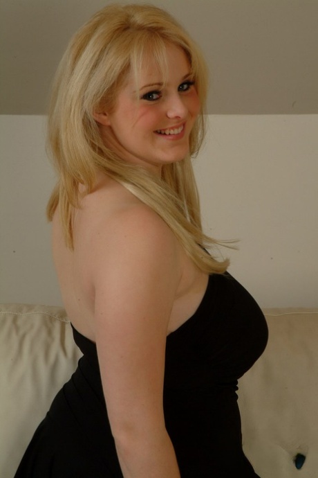 Blonde teen Ashley Ellison releases her huge boobs from a black dress 76832245