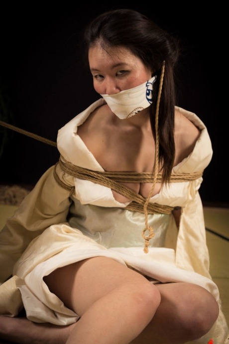 Japanese female Flawless Meow is gagged during a Shibari session 85526537