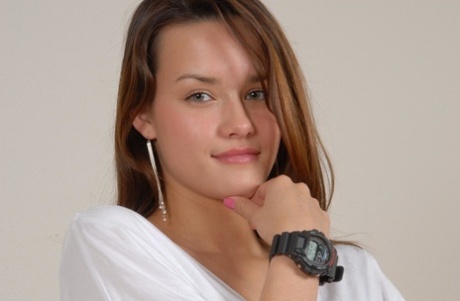 Amateur model sports a pair of handcuffs while wearing a G-Shock watch 53883351