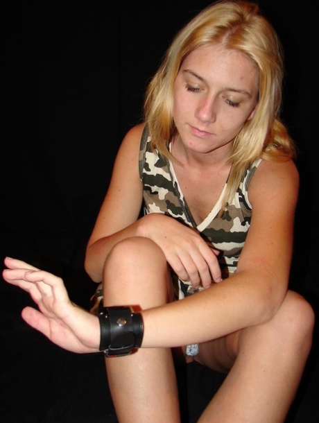 Blonde amateur Gina admires her Axcent watch during a non-nude gig 91364466