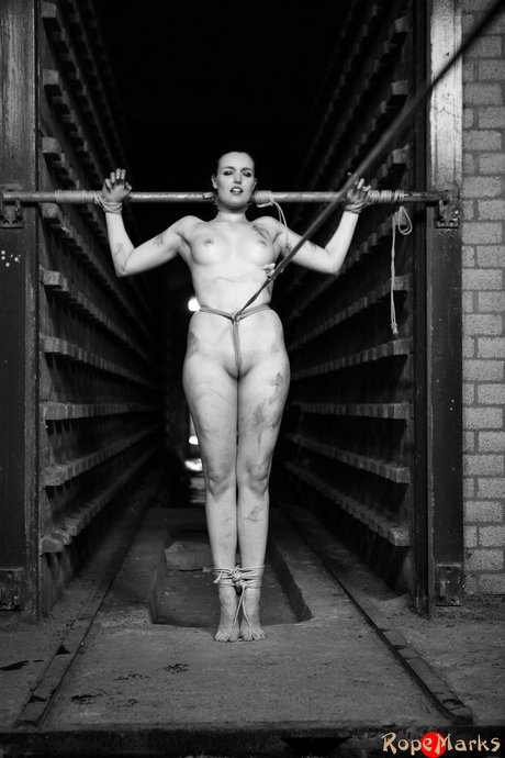 Naked girl Dutch Dame is left restrained to a length of bamboo 12667815