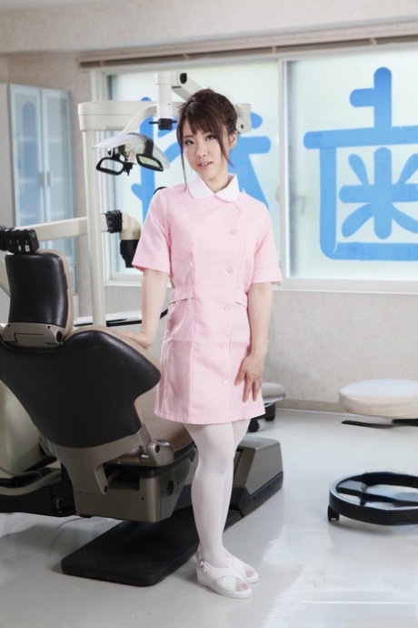 Beautiful Japanese dental assistant Mao Chinen gets naked at work 85568056