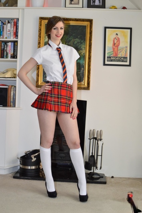 Naughty schoolgirl pulls down her panties and sticks a dido in her cunt 47498706