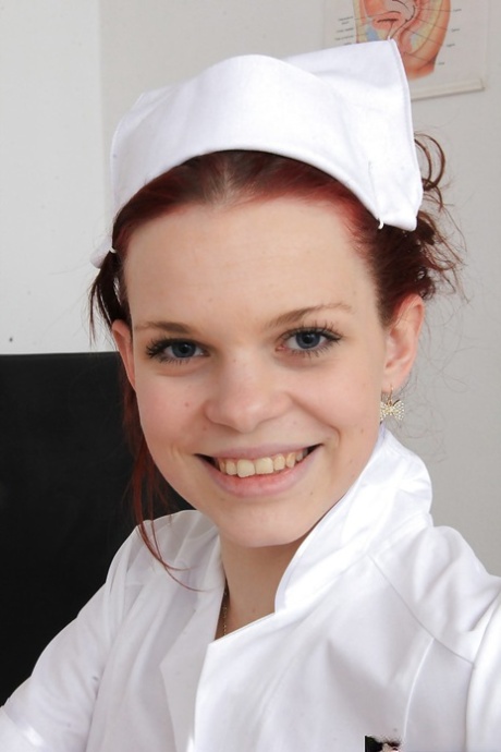 Unique redhead nurse female Lea is masturbating in gyno cabinet 42238669