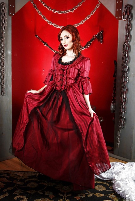 Hot pornstar Romi Rain is posing in her fantastic red dress 38270303