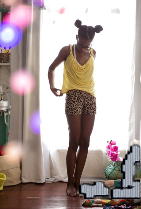 Cute young amateur ebony Marysa getting dressed after masturbating 97748260