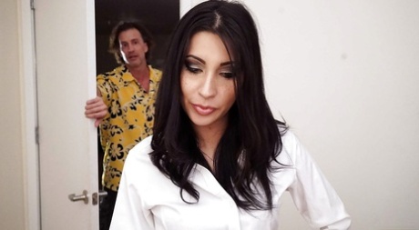 Hot brunette maid Jade Jentzen drips cum down chin after blowjob 59670907