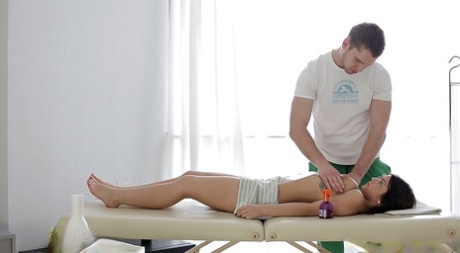 Young brunette girlfriend Mackenzie receiving massage from boyfriend 16366808
