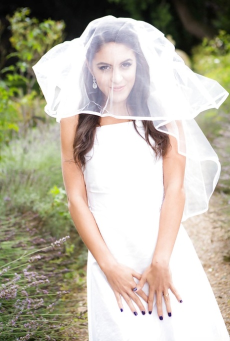 Latina babe Carolina Abril caught in candid outdoors wedding dress photos 65216837