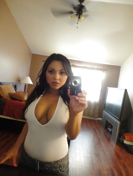 Sultry Latina female Adriana Luna snapping selfies of her big natural titties 41403854