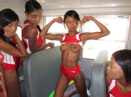 Sexy black girls have group lesbian sex on the team bus 20503855